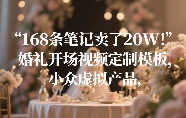 168条笔记卖了20W！婚礼开场视频定制模板，小众虚拟产品-副业心选