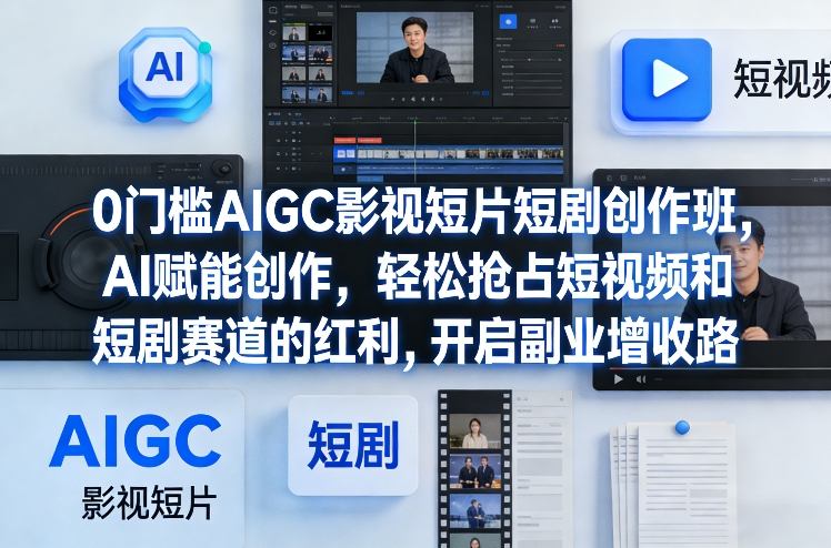 0门槛AIGC影视短片短剧创作班，AI赋能创作，轻松抢占短视频和短剧赛道的红利，开启副业增收路-副业心选