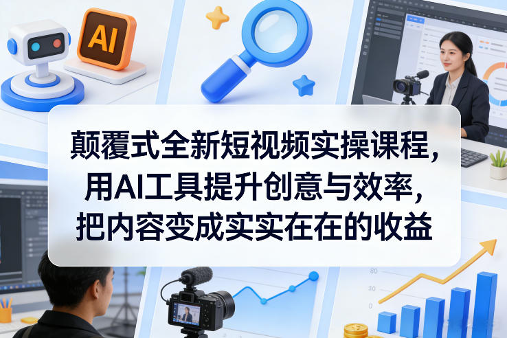 颠覆式全新短视频实操课程，用AI工具提升创意与效率，把内容变成实实在在的收益-副业心选