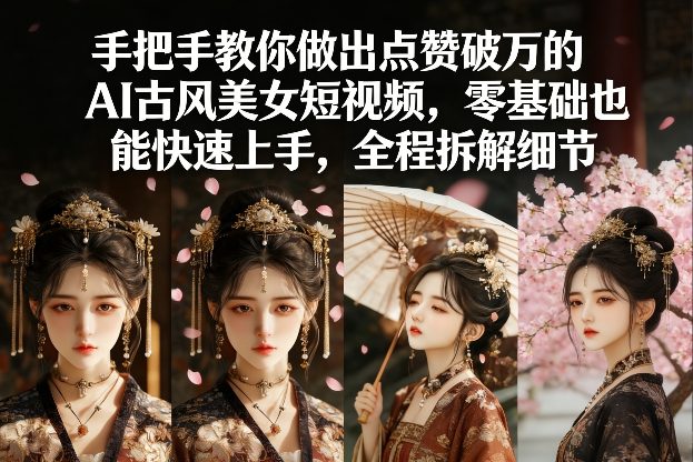 手把手教你做出点赞破万的AI古风美女短视频，零基础也能快速上手，全程拆解细节-副业心选