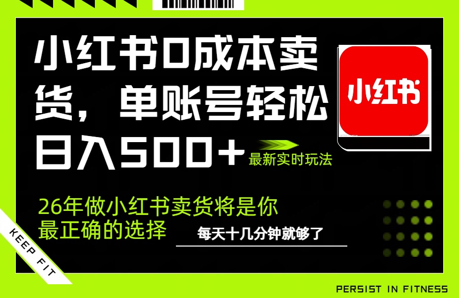 小红书0成本AI卖货，单账号轻松日入500+，完全托管AI，可矩阵放大-副业心选