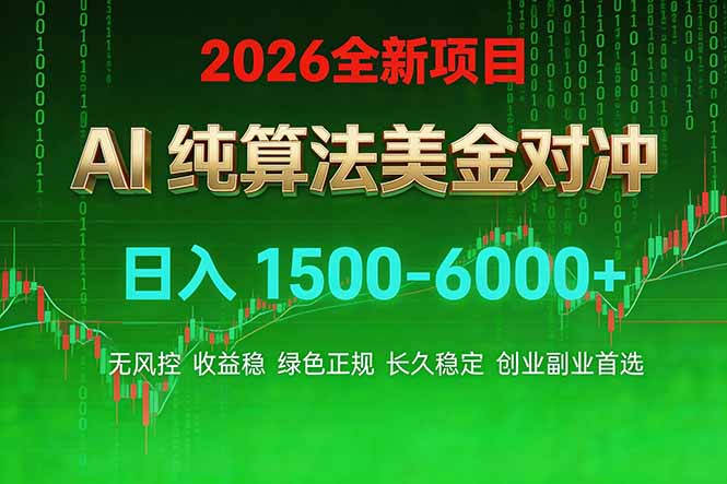 2026 全新美金对冲项目，不套平台赠金，不封号，纯算法对冲，日入 1500-6000+-副业心选