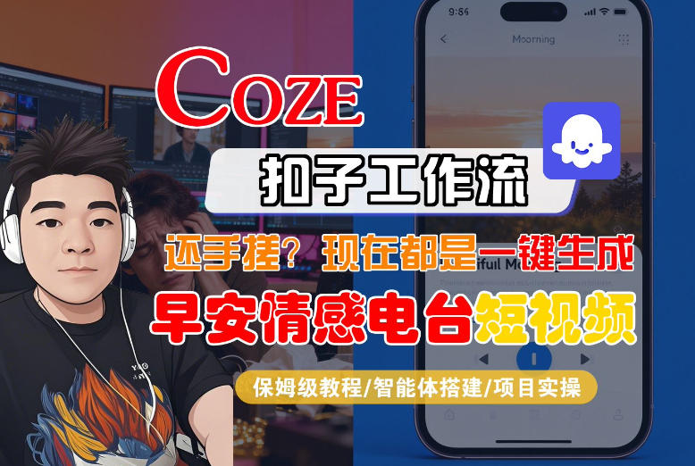 【Coze工作流搭建实操教程】【coze】早安情感电台日签视频还在手动做？用扣子工作流自动生成，省时90%-副业心选