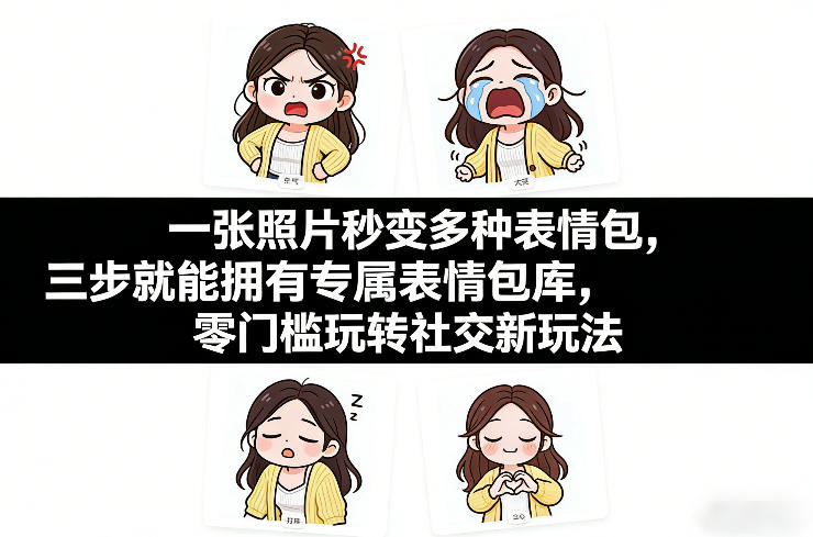 一张照片秒变多种表情包，三步就能拥有专属表情包库，零门槛玩转社交新玩法【文档】 - 副业心选-副业心选