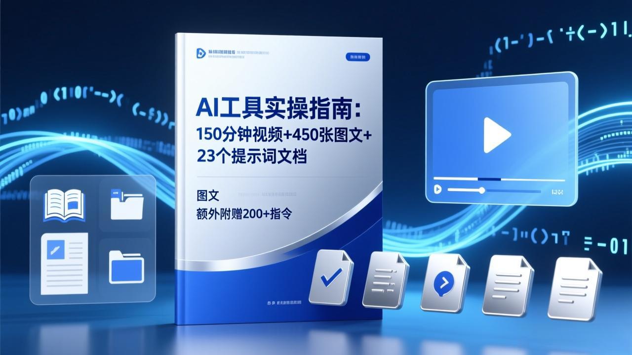 AI工具实操指南：150分钟视频+450张图文+23个提示词文档，额外附赠200+指令-副业心选