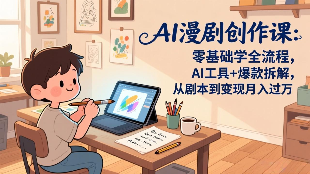 AI漫剧创作课：零基础学全流程，AI工具+爆款拆解，从剧本到变现月入过万-副业心选