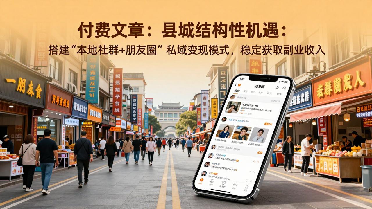 付费文章：县城结构性机遇：搭建“本地社群+朋友圈”私域变现模式，稳定获取副业收入-副业心选