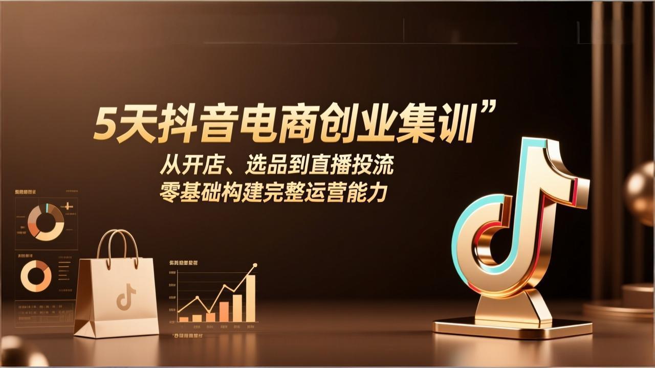 5天抖音电商创业集训：从开店、选品到直播投流，零基础构建完整运营能力-副业心选