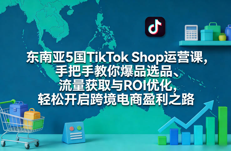 东南亚5国TikTok Shop运营课，手把手教你爆品选品、流量获取与ROI优化，轻松开启跨境电商盈利之路-副业心选