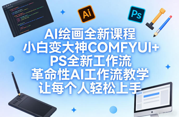 AI绘画全新课程，小白变大神COMFYUI+PS全新工作流，革命性AI工作流教学，让每个人轻松上手-副业心选