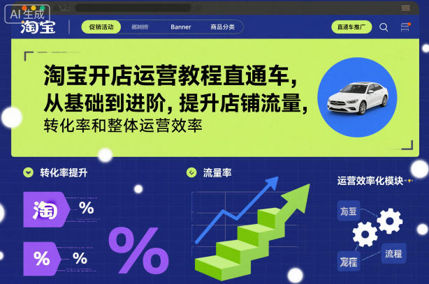淘宝开店运营教程直通车，从基础到进阶，提升店铺流量，转化率和整体运营效率(更新26年3月)-副业心选