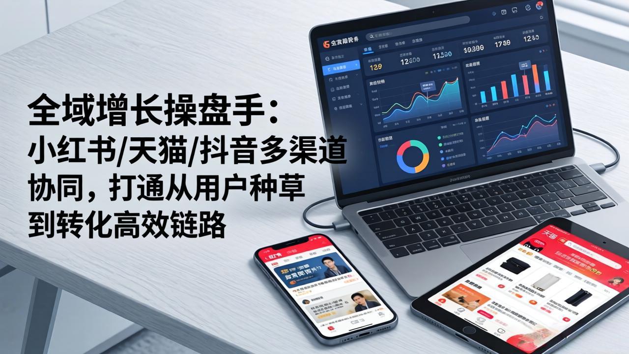 全域增长操盘手：小红书/天猫/抖音多渠道协同，打通从用户种草到转化高效链路-副业心选