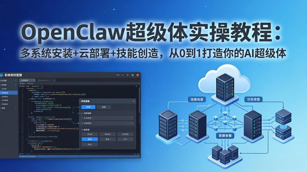 OpenClaw-小龙虾 超级体实操教程：多系统安装+云部署+技能创造，从0到1打造你的AI超级体-副业心选