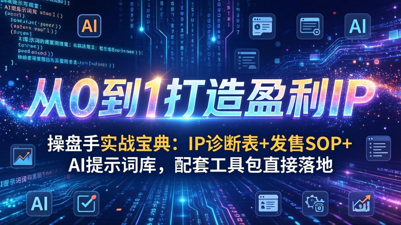 操盘手实战宝典：IP诊断表+发售SOP+AI提示词库，配套工具包直接落地，从0到1打造盈利IP-副业心选