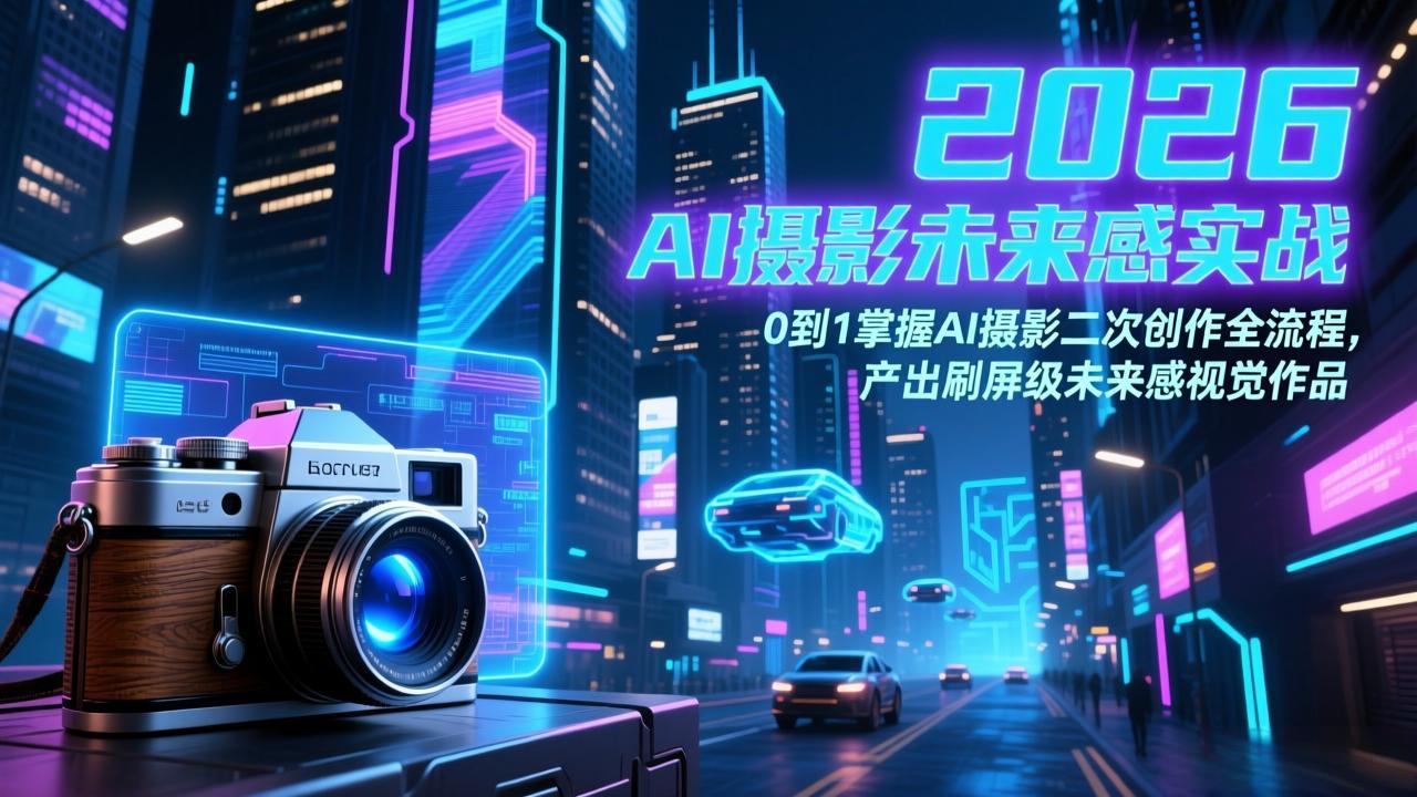 2026 AI摄影未来感实战：0到1掌握AI摄影二次创作全流程，产出刷屏级未来感视觉作品 - 副业心选-副业心选