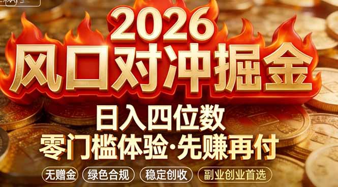 2026美金对冲套利，无赠金对冲策略保驾护航，低门槛易上手实操。单人单日收益2000+-副业心选