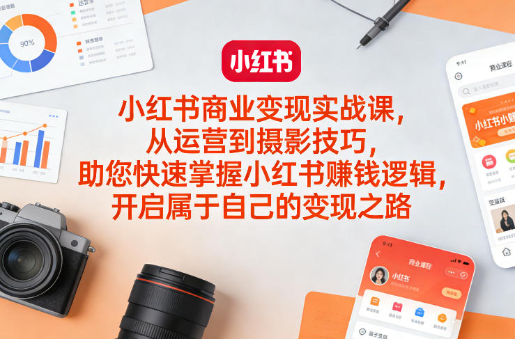 小红书商业变现实战课，从运营到摄影技巧，助您快速掌握小红书賺钱逻辑，开启属于自己的变现之路-副业心选
