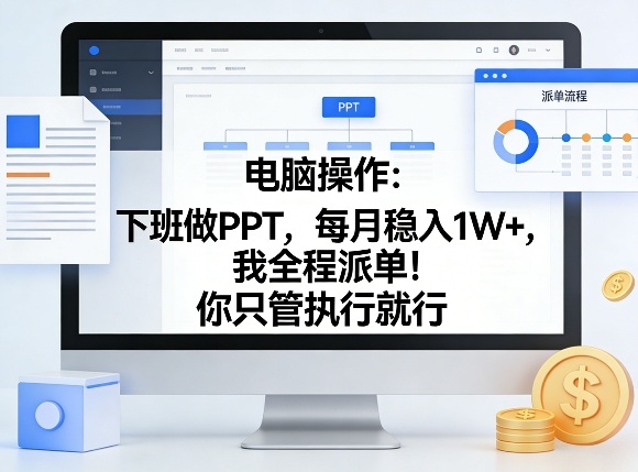 电脑操作：下班做PPT，每月稳入1W+，我全程派单！你只管执行就行【揭秘】-副业心选