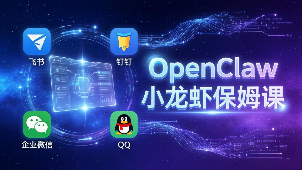 OpenClaw小龙虾保姆课： Windows/macOS/Linux/Docker全系统安装，飞书+钉钉+企业微信+QQ 全接入-副业心选