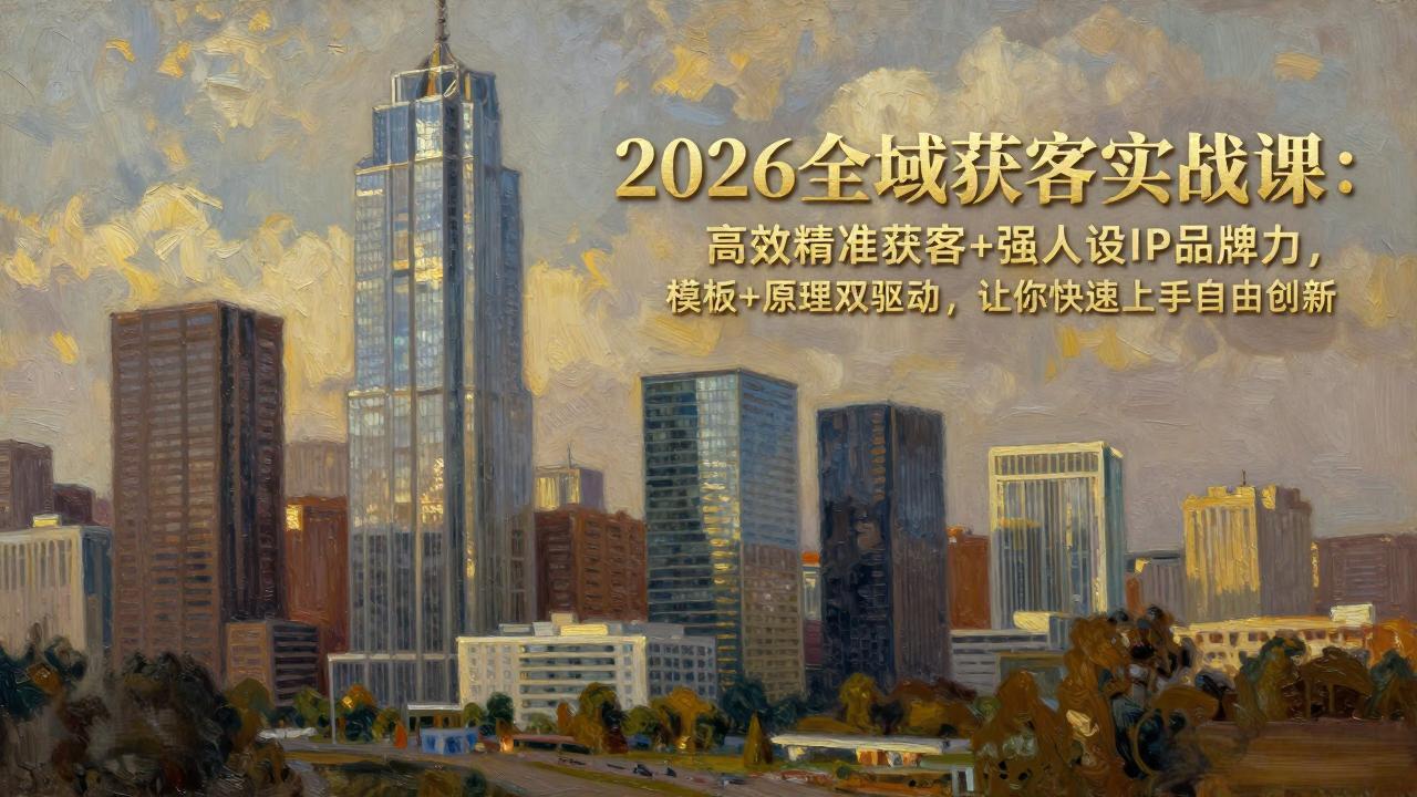 2026全域获客实战课：高效精准获客+强人设IP品牌力，模板+原理双驱动，让你快速上手自由创新-副业心选