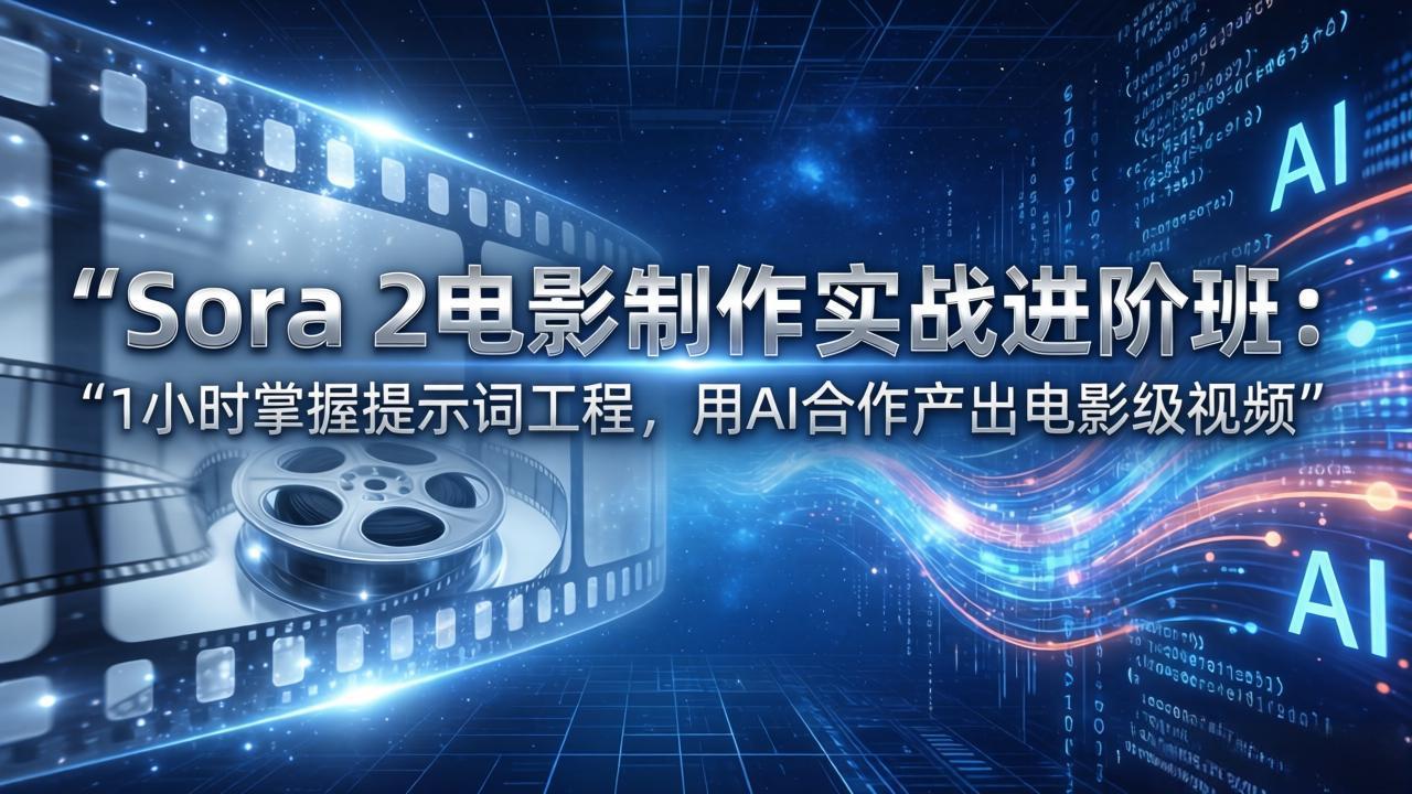 Sora 2电影制作实战进阶班：1小时掌握提示词工程，用AI合作产出电影级视频-副业心选