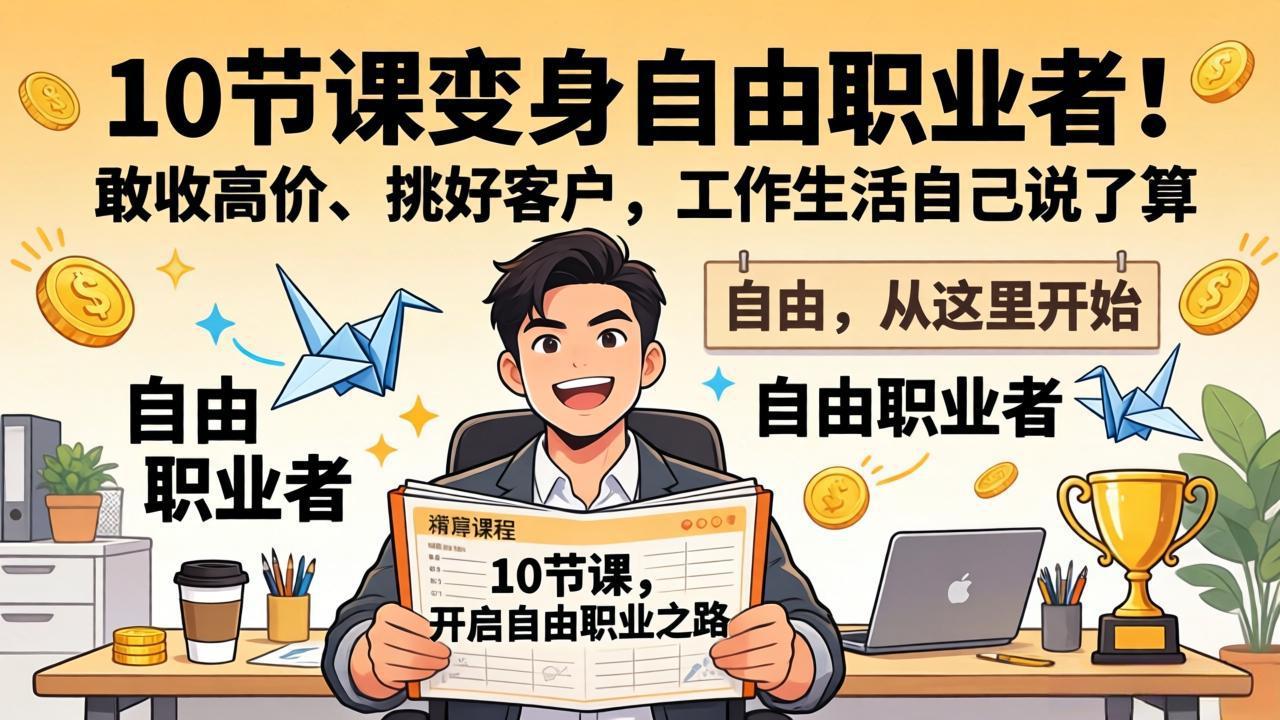 10 节课变身自由职业者！敢收高价、挑好客户，工作生活自己说了算-副业心选