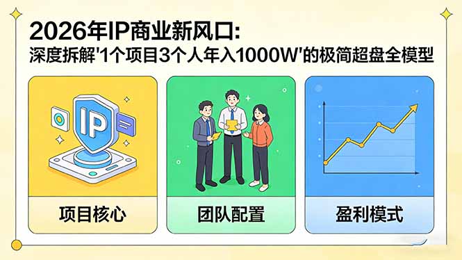 2026年IP商业新风口：深度拆解“1个项目3个人年入1000W”的极简超盘全模型-副业心选