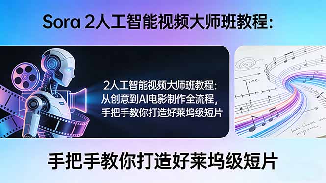 Sora 2人工智能视频大师班教程：从创意到AI电影制作全流程，手把手教你打造好莱坞级短片-副业心选