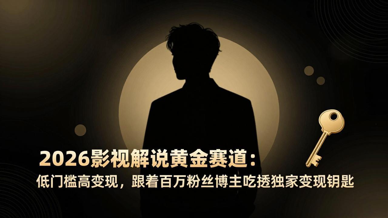 2026影视解说黄金赛道：低门槛高变现，跟着百万粉丝博主吃透独家变现钥匙-副业心选