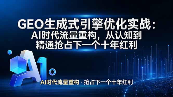 GEO 生成式引擎优化实战：AI时代流量重构，从认知到精通抢占下一个十年红利-副业心选