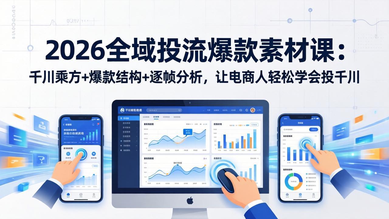 2026全域投流爆款素材课：千川乘方+爆款结构+逐帧分析，让电商人轻松学会投千川-副业心选
