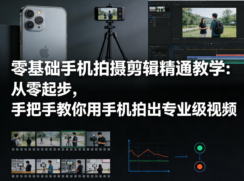 零基础手机拍摄剪辑精通教学：从零起步，手把手教你用手机拍出专业级视频-副业心选