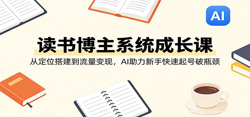 读书博主系统成长课：从定位搭建到流量变现，AI助力新手快速起号破瓶颈-副业心选