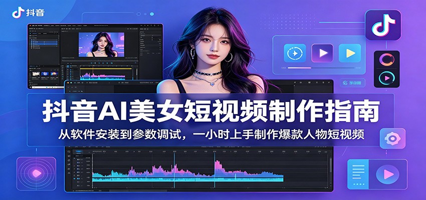 抖音AI美女短视频制作指南：从软件安装到参数调试，一小时上手制作爆款人物短视频-副业心选