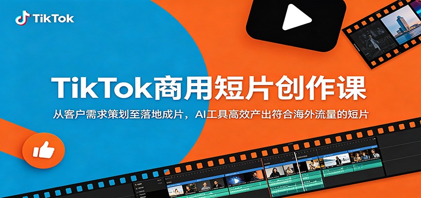 TikTok商用短片创作课：从客户需求策划至落地成片，AI工具高效产出符合海外流量的短片-副业心选