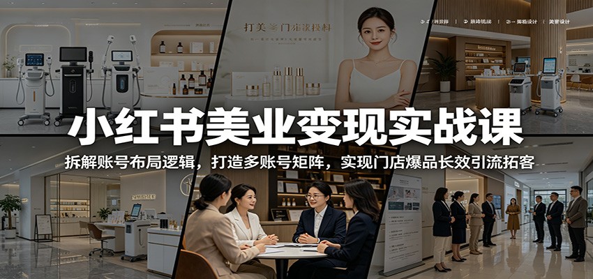 小红书美业变现实战课：拆解账号布局逻辑，打造多账号矩阵，实现门店爆品长效引流拓客-副业心选