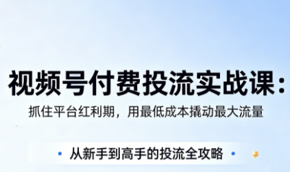 渔财老师·视频号付费投流实战课(更新5月)-副业心选