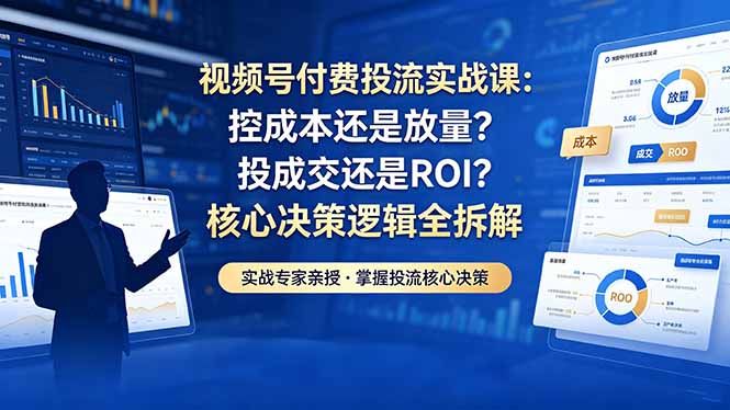 视频号付费投流实战课-5月：控成本还是放量？投成交还是ROI？核心决策逻辑全拆解-副业心选