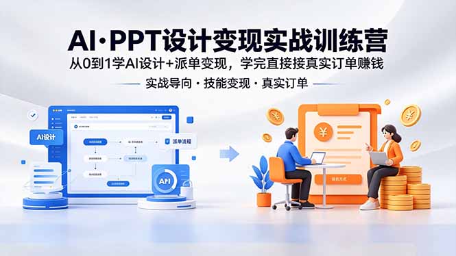 AI·PPT设计变现实战训练营，从0到1学AI设计+派单变现，学完直接接真实订单赚钱-副业心选