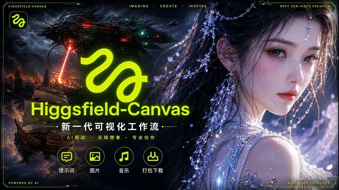 Higgsfield Canvas AI视频制作详解，节点式工作流搭建，重构新式视频创作完整教程-副业心选
