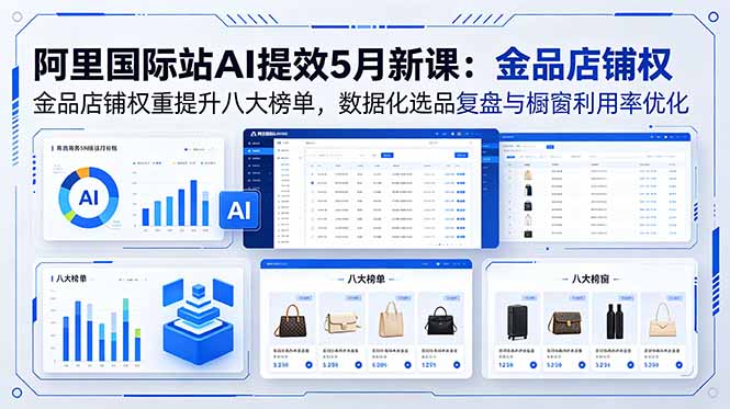 阿里国际站AI提效5月新课：金品店铺权重提升八大榜单，数据化选品复盘与橱窗利用率优化 - 副业心选-副业心选