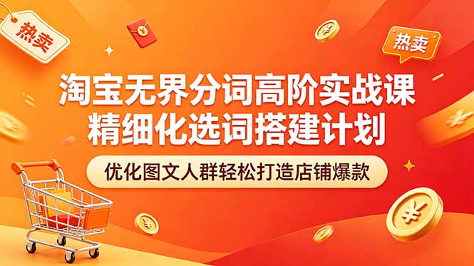 淘宝无界分词高阶实战课 精细化选词搭建计划 优化图文人群轻松打造店铺爆款-副业心选