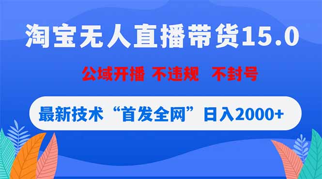 淘宝无人直播带货15.0，不封号，不违规，公域玩法，首发全网日入2000+-副业心选