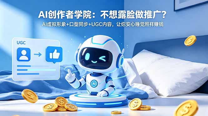 AI创作者学院：不想露脸做推广？AI虚拟形象+口型同步+UGC内容，让你安心睡觉照样赚钱-副业心选