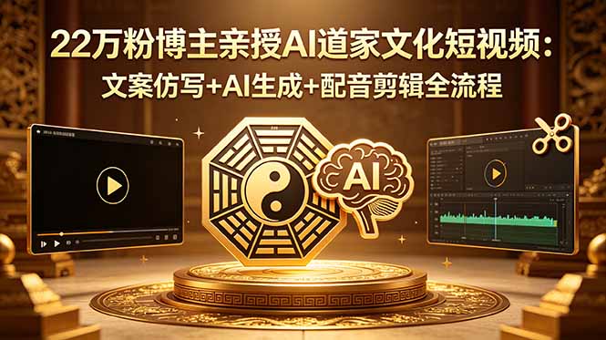 22万粉博主亲授AI道家文化短视频：文案仿写+AI生成+配音剪辑全流程-副业心选