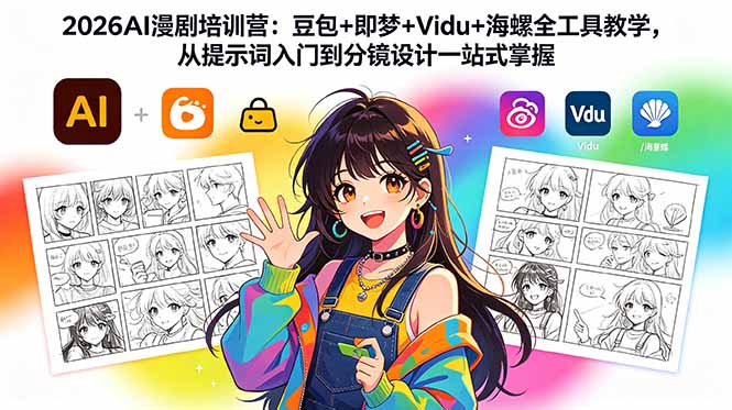 2026AI漫剧培训营：豆包+即梦+Vidu+海螺全工具教学，从提示词入门到分镜设计一站式掌握 - 副业心选-副业心选