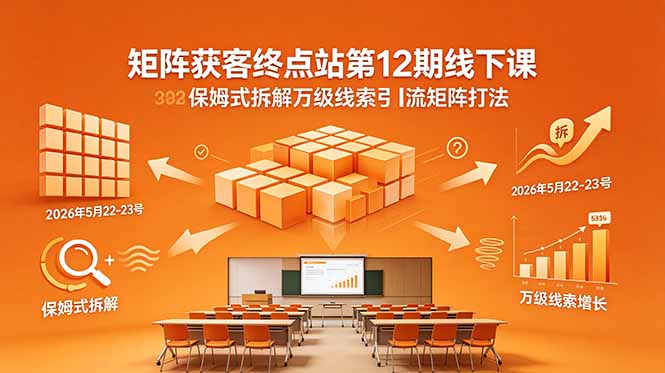 矩阵获客终点站第12期线下课 2026年5月22-23号 保姆式拆解万级线索引流矩阵打法-副业心选