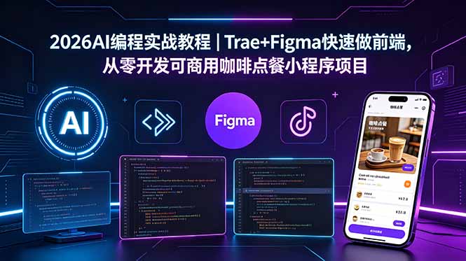 2026AI编程实战教程｜Trae+Figma快速做前端，从零开发可商用咖啡点餐小程序项目-副业心选