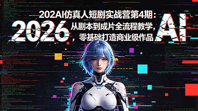 2026AI仿真人短剧实战营第4期：从剧本到成片全流程教学，零基础打造商业级作品-副业心选