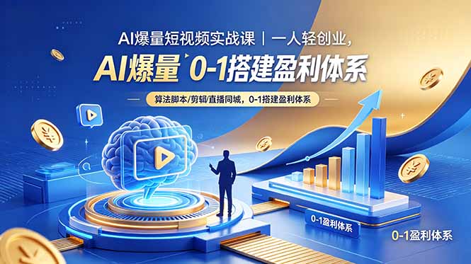 AI爆量短视频实战课｜一人轻创业，算法脚本剪辑直播同城，0-1搭建盈利体系-副业心选